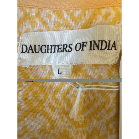 MWT Daughters of India Jasmine Size L Maxi Dress Mango Yellow Cotton - Picture 12 of 13